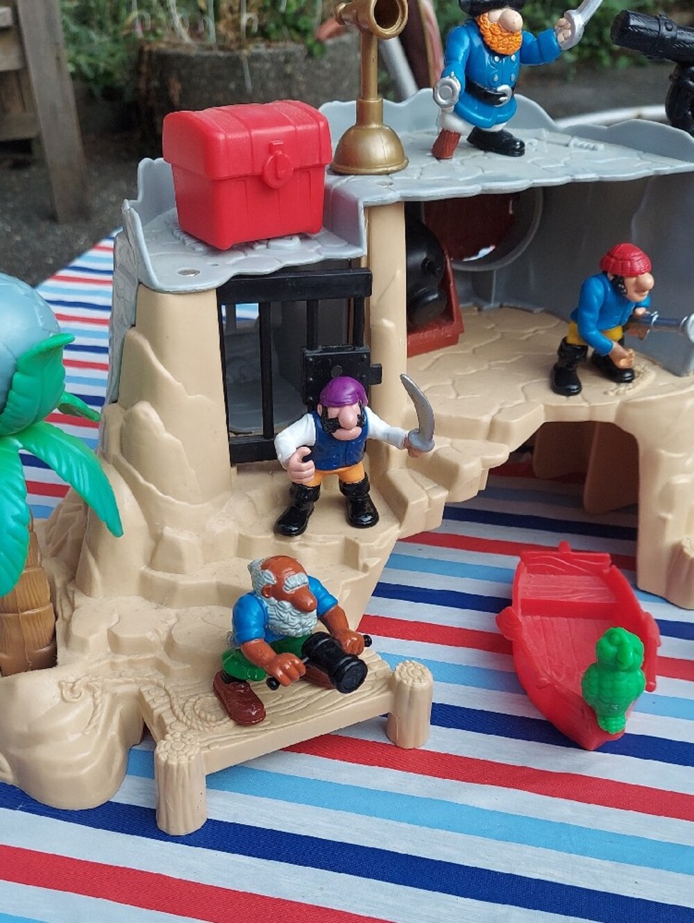 Fisher Price Pirate Ship Playset & Cave Vintage For Children 19 Pieces